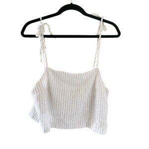 J galt white black striped cropped spaghetti Tank top Sz Small womens